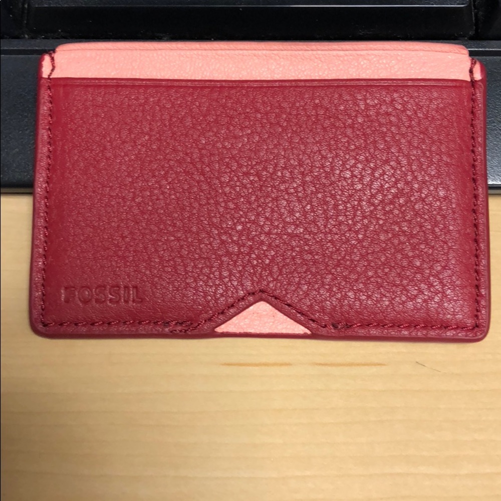Fossil burgundy and pink card holder